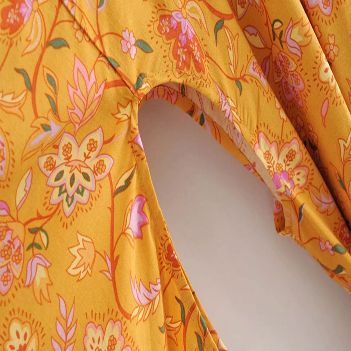 Golden Orange Boho Short Robe