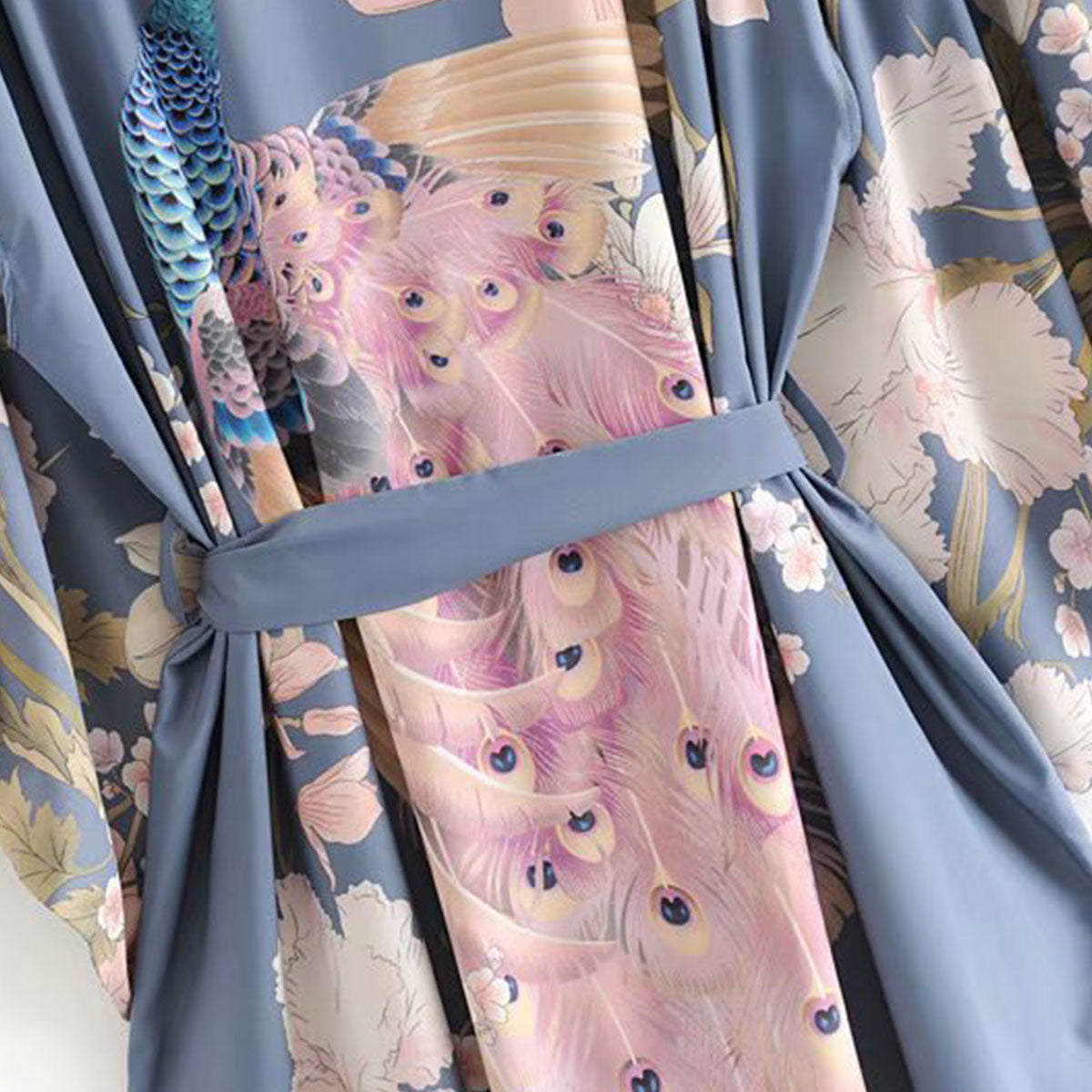 Twilight Blue Peacock Boho Maxi Robe