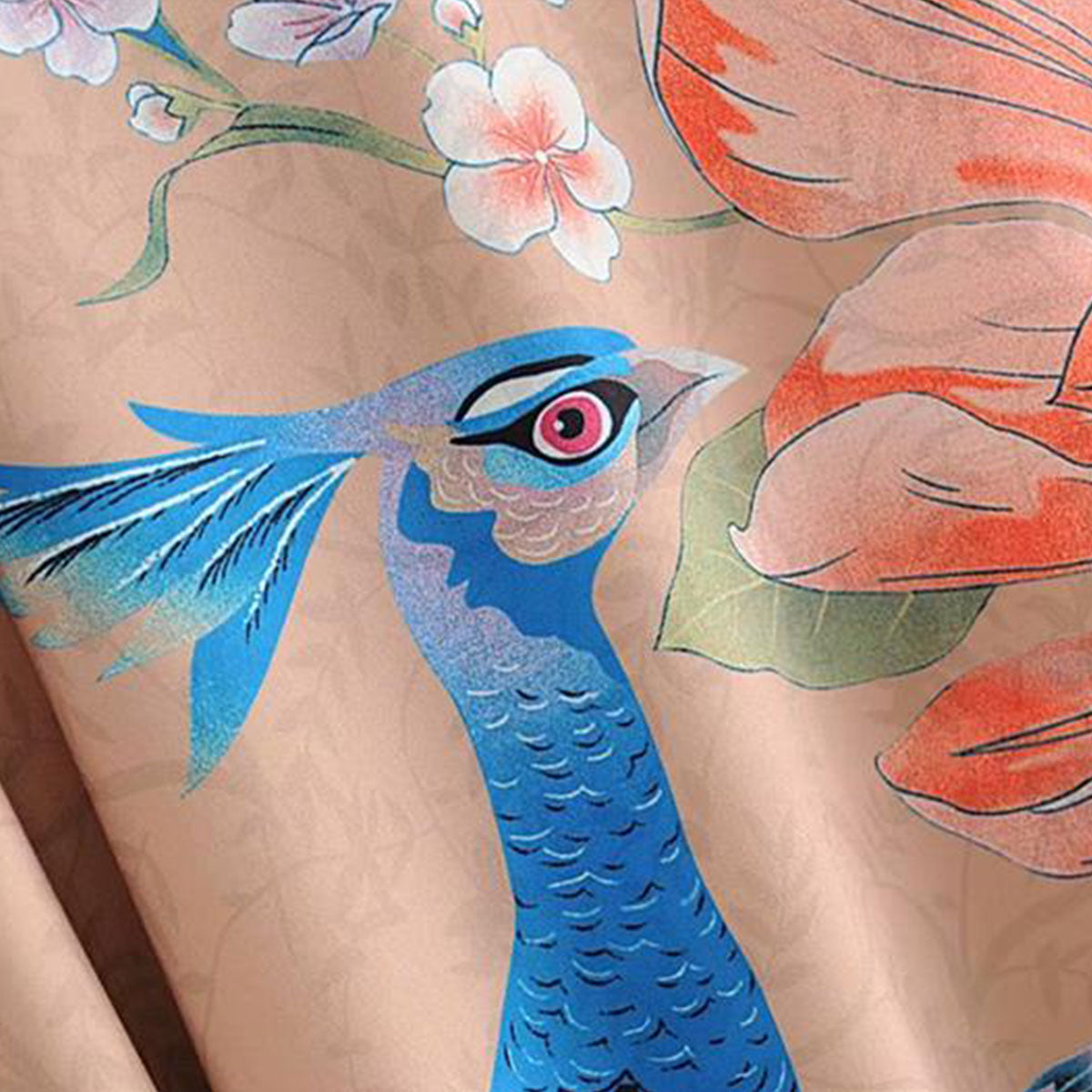 Mesa Tan Peacock Boho Floral Print Maxi Robe
