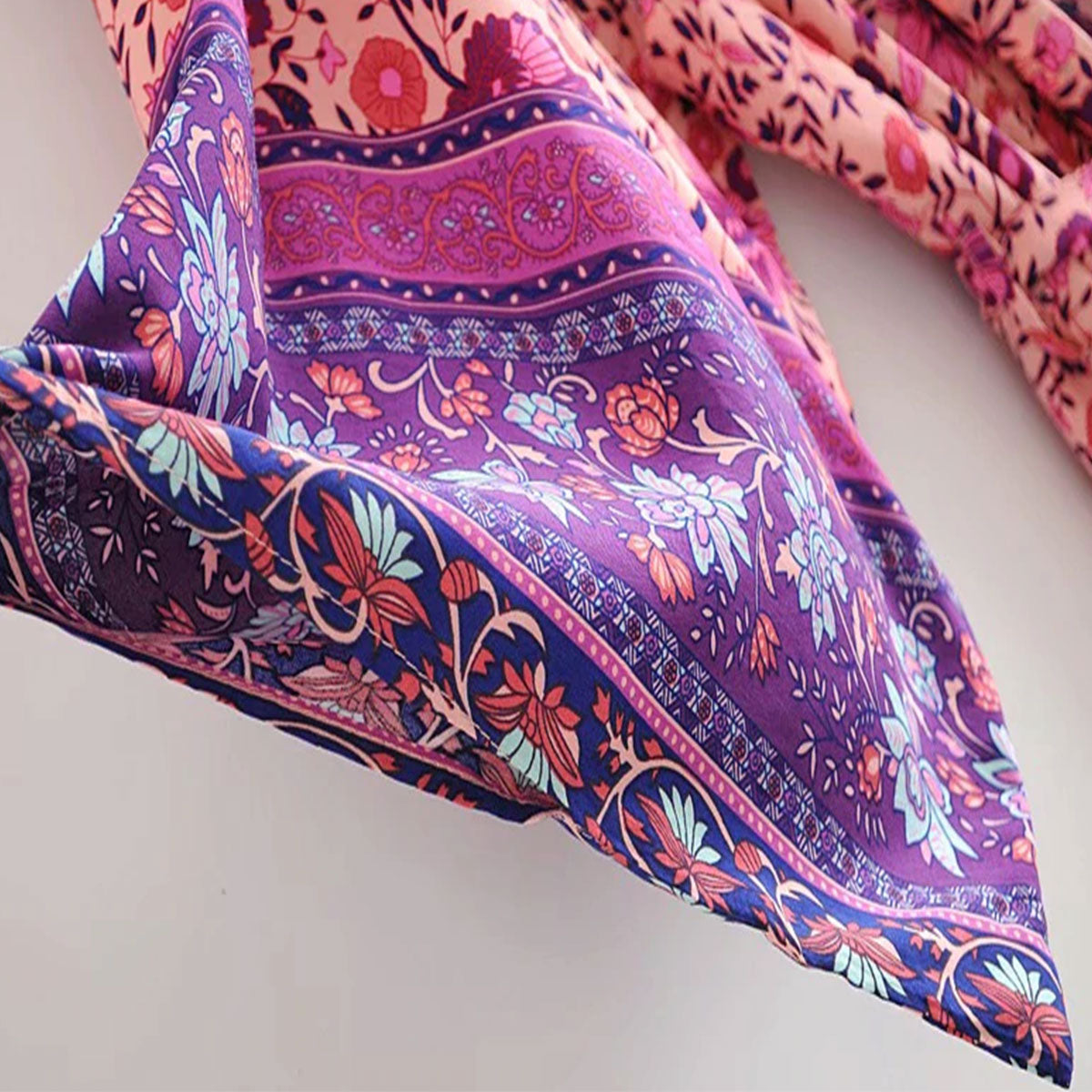 Pink Rose Boho Floral Print Maxi Robe
