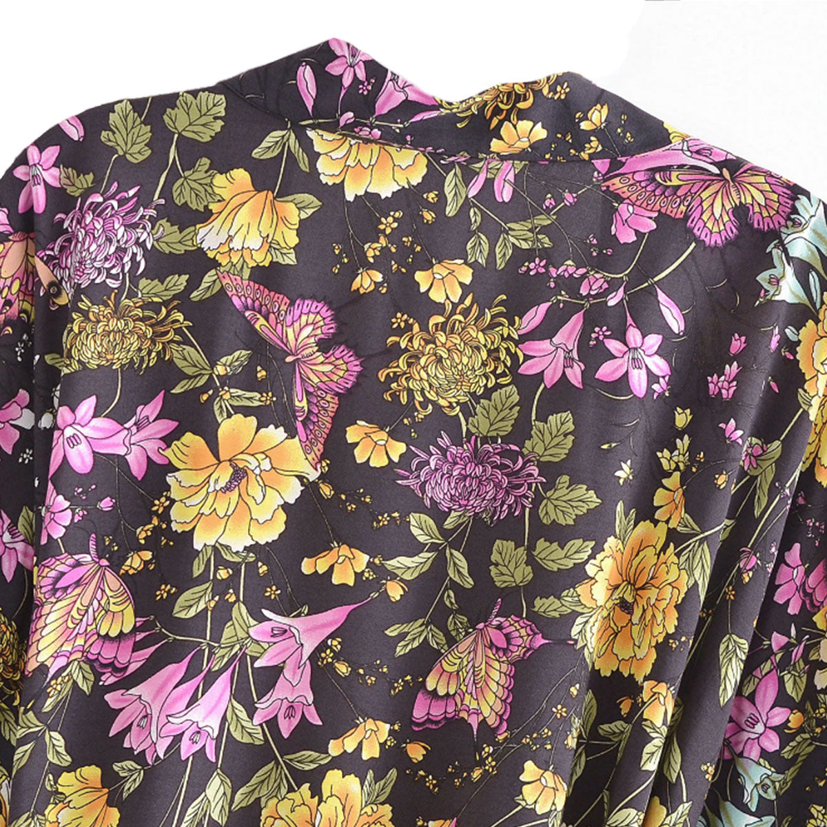 Dark Butterfly Boho Floral Print Short Robe