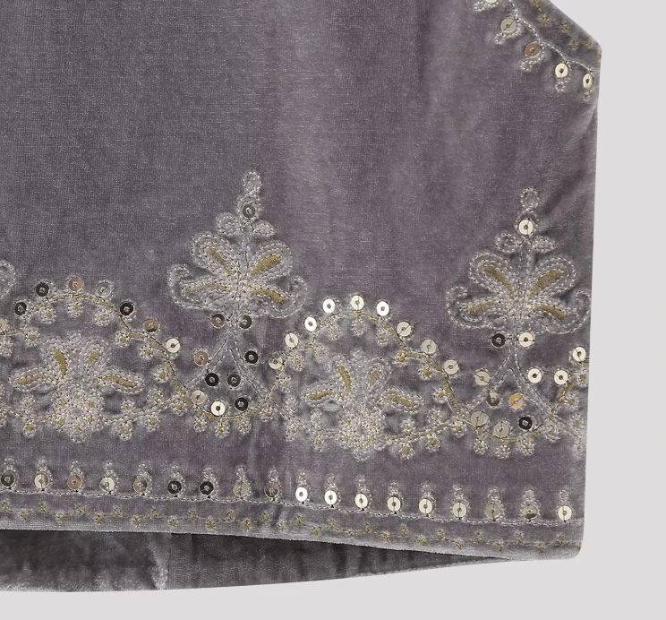 Taupe Boho Sequin Embroidered Vest