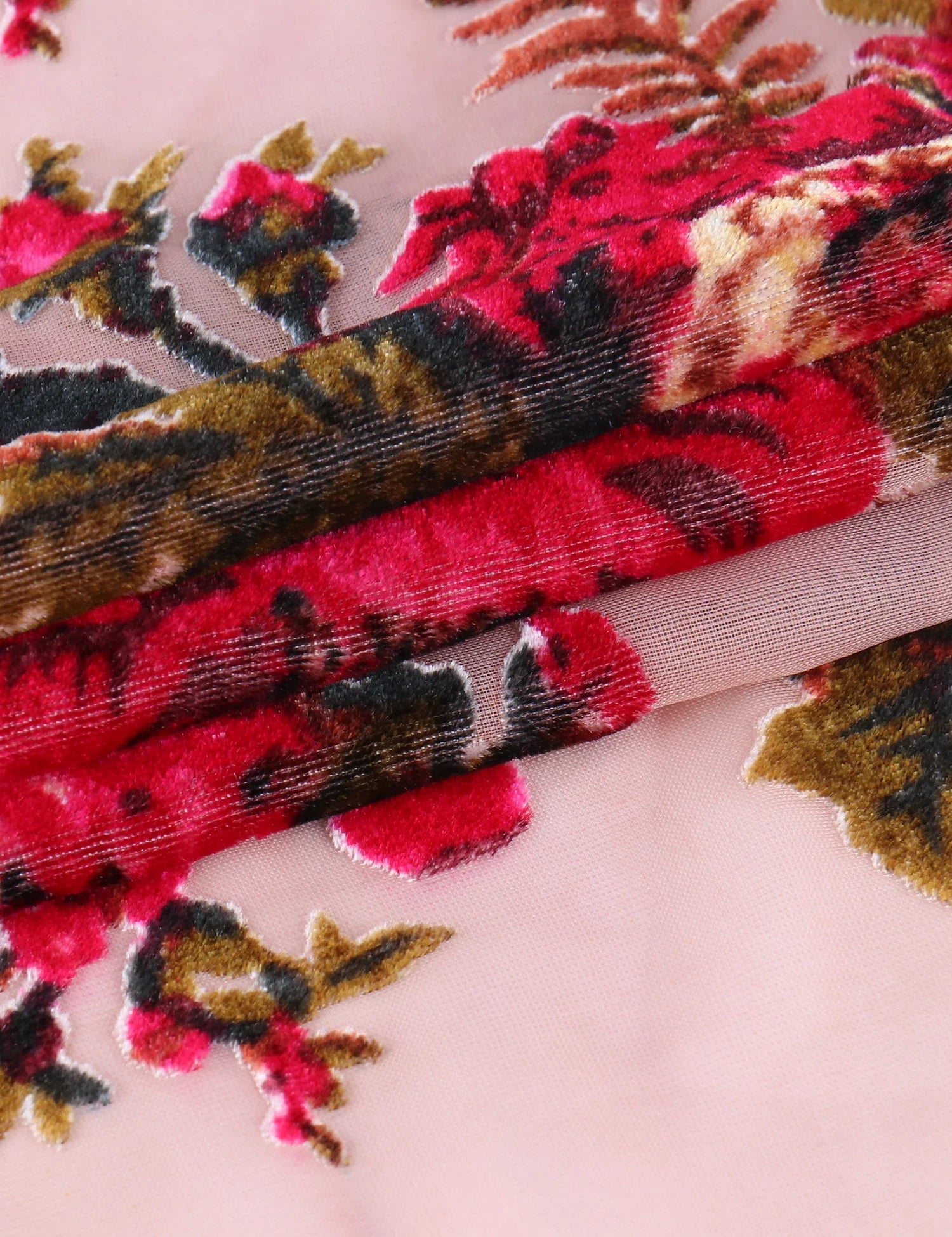 Sunlit Rose Floral Print Velvet Burnout Kimono