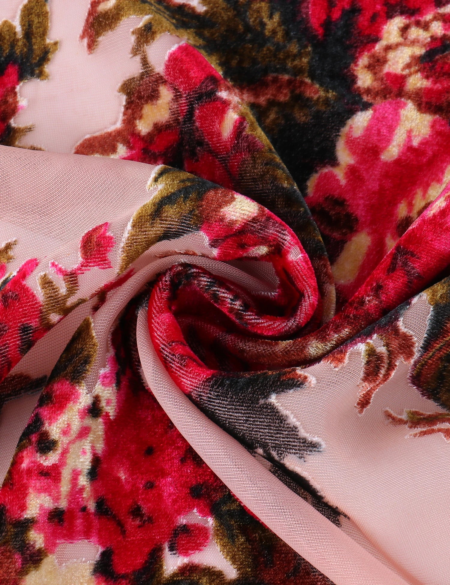 Sunlit Rose Floral Print Velvet Burnout Kimono