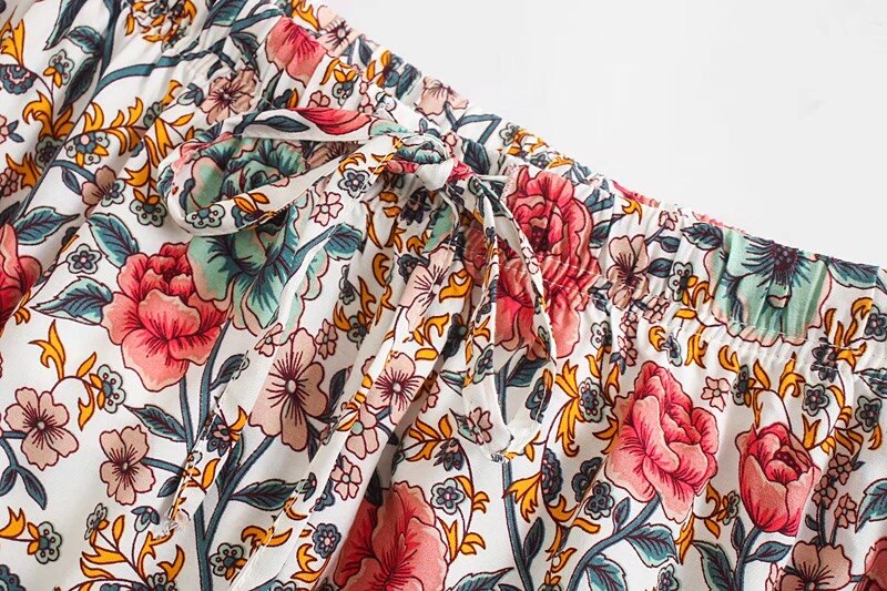 Vintage Garden Boho Floral Print Midi Skirt