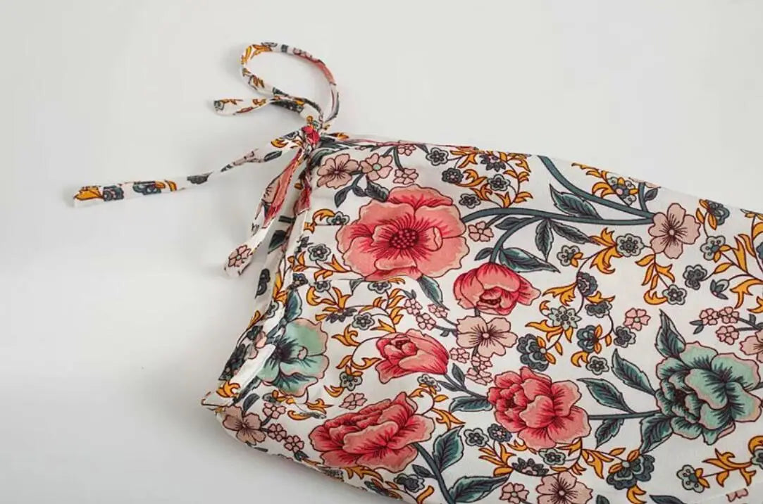 Pearl Garden Boho Floral Print Mini Dress