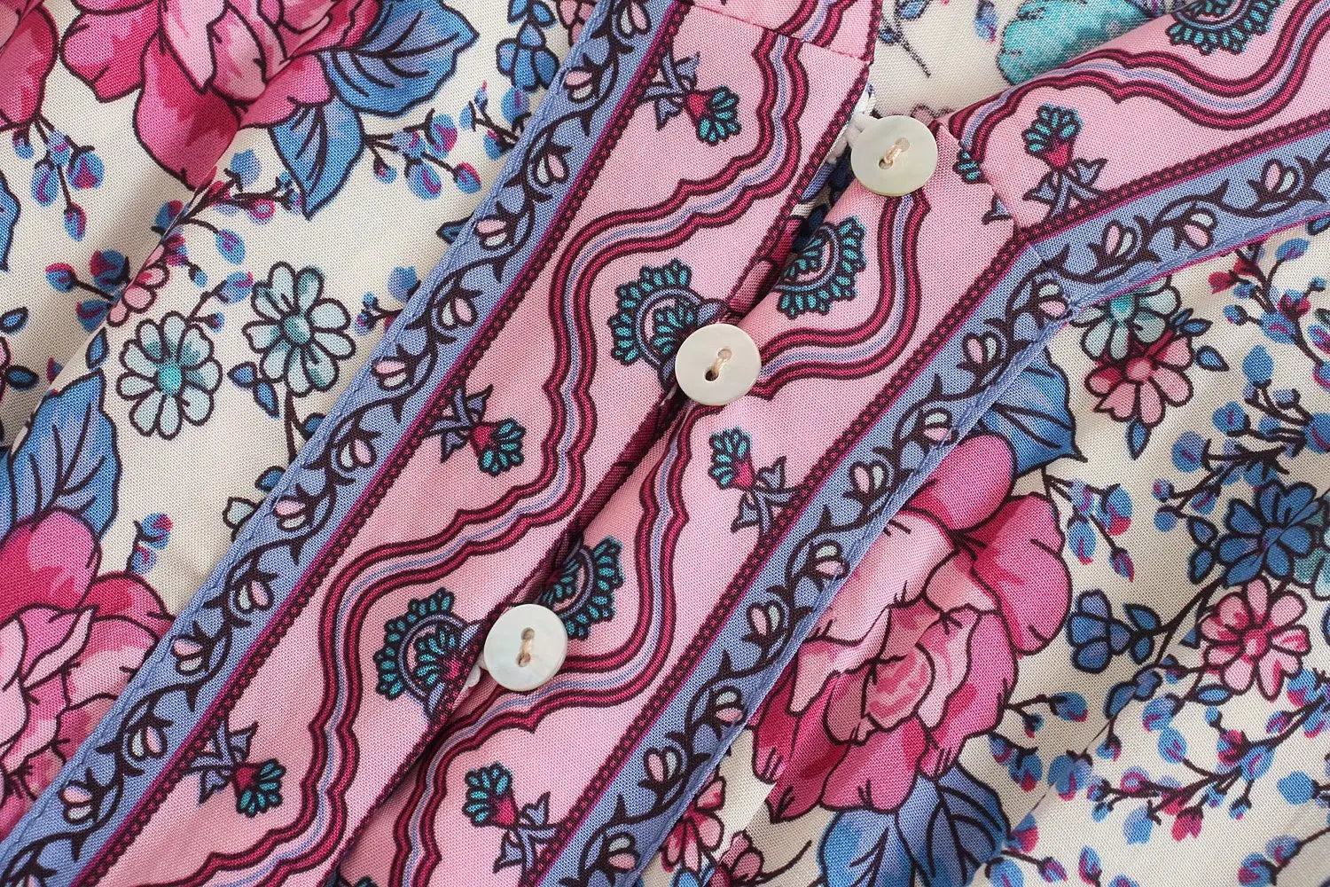 Rose Bloom Boho Floral Print Midi Dress