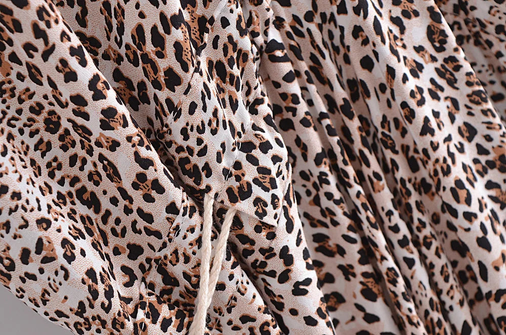 Desert Wild Boho Leopard Print Midi Dress