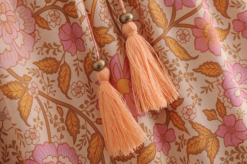 Monticello Rose Boho Floral Print Maxi Skirt