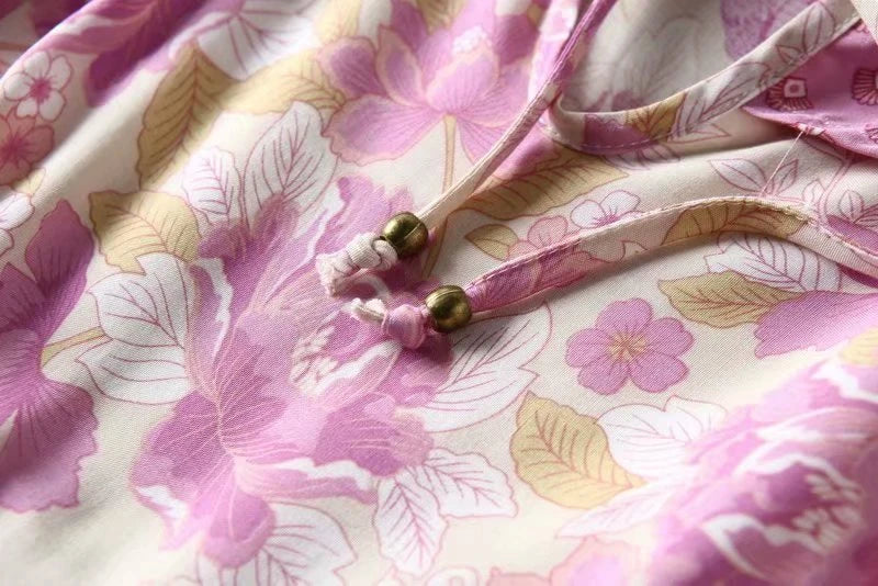 Wildflower Wanderer Boho Floral Print Midi Dress