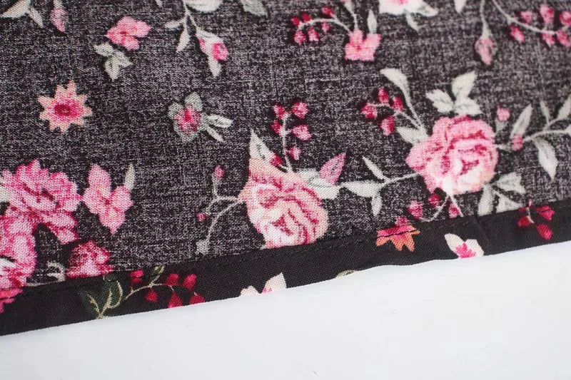 Black Floral Fantasy Boho Floral Print Mini Dress