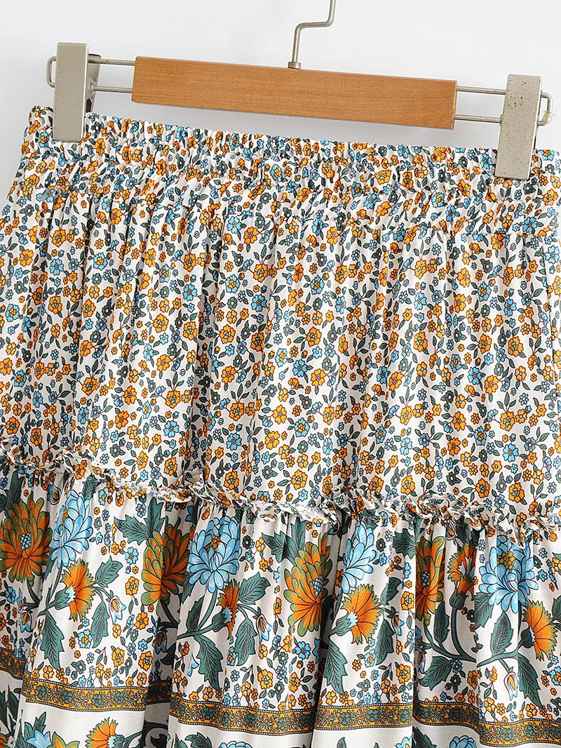 Garden Blooms Floral Print Mini Skirt