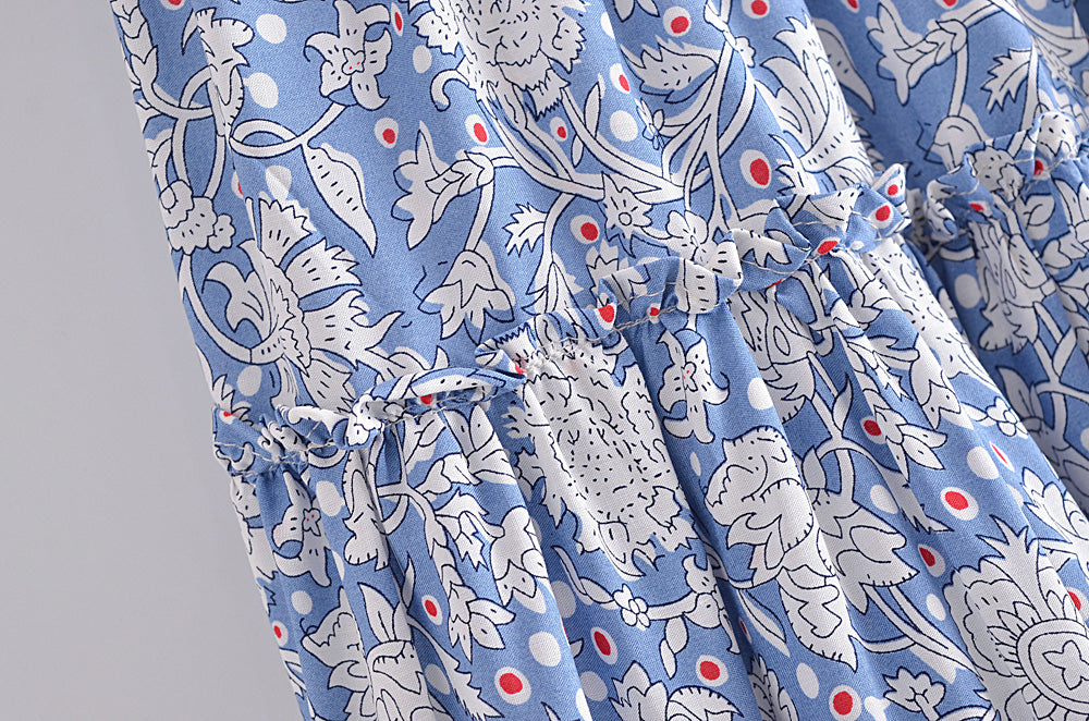 Blue Bliss Floral Print Mini Skirt