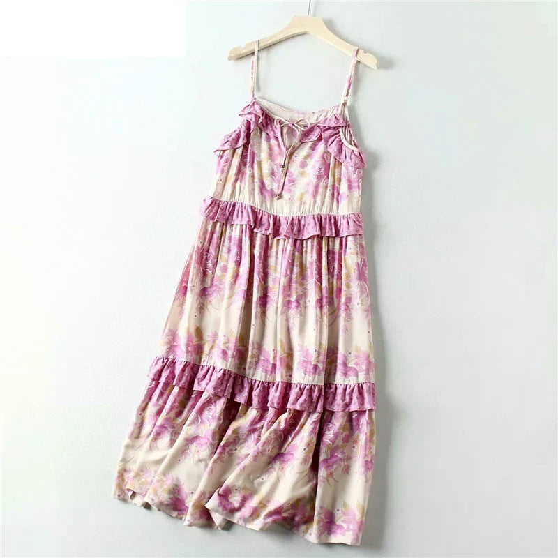 Wildflower Wanderer Boho Floral Print Midi Dress