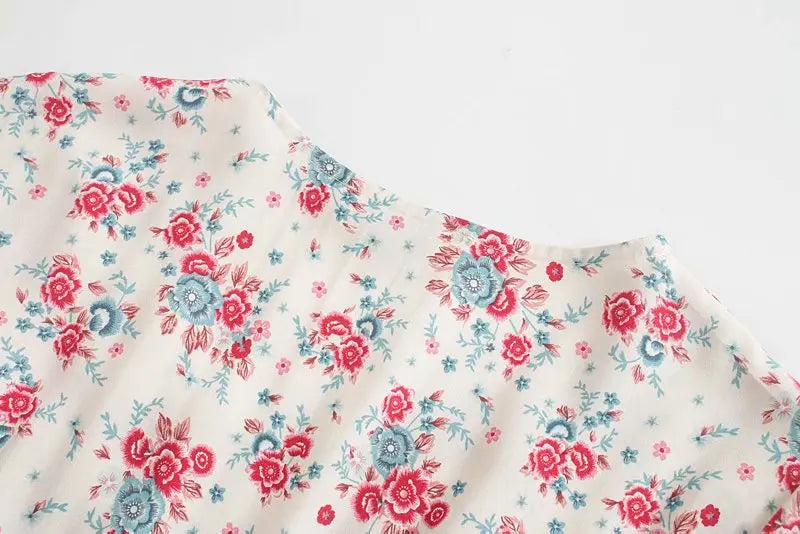 Red Rosebud Boho Floral Print Maxi Dress