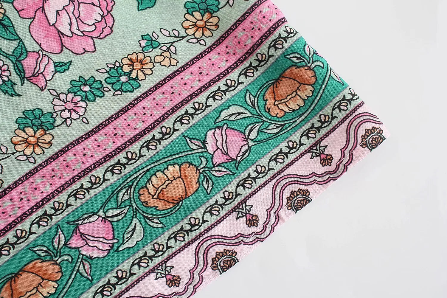 Teal Garden Boho Floral Print Midi Dress
