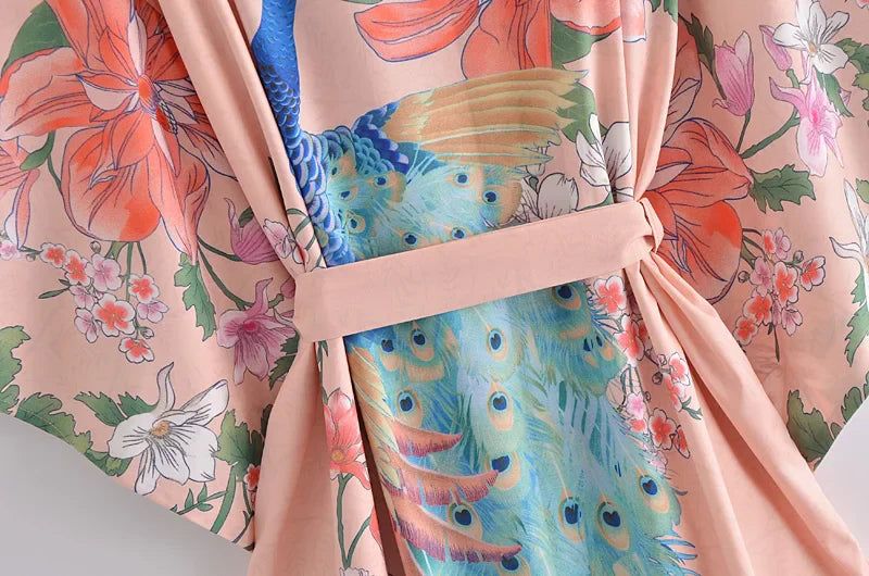 Ros¨¦ Pink Peacock Boho Maxi Robe