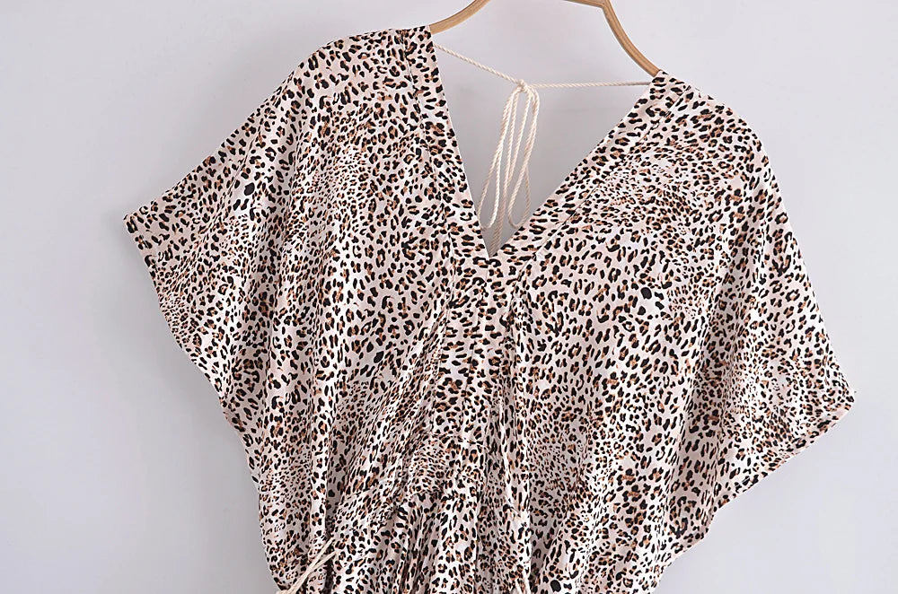 Desert Wild Boho Leopard Print Midi Dress