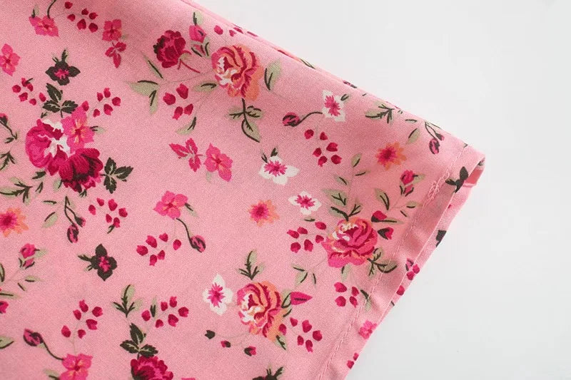 Pink Floral Fantasy Boho Floral Print Mini Dress