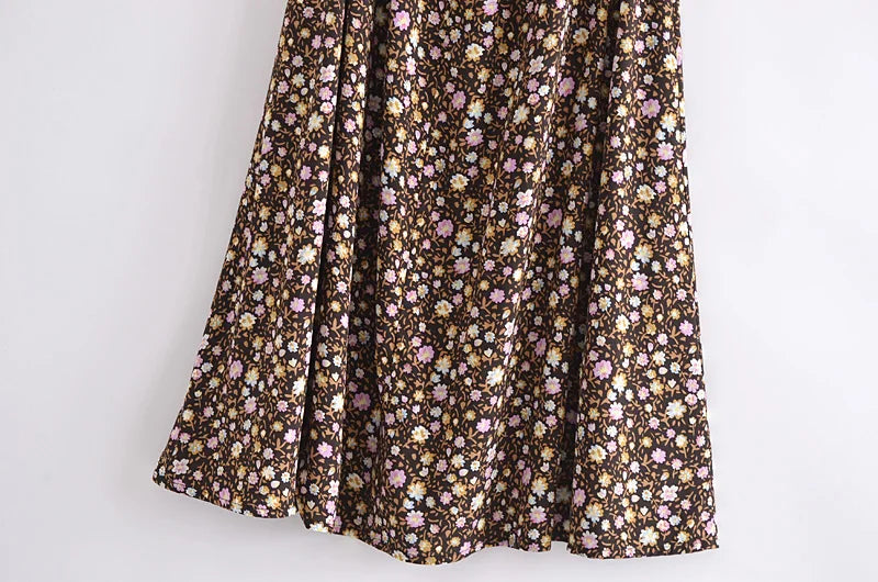 Wild Lavender Boho Floral Print Midi Dress