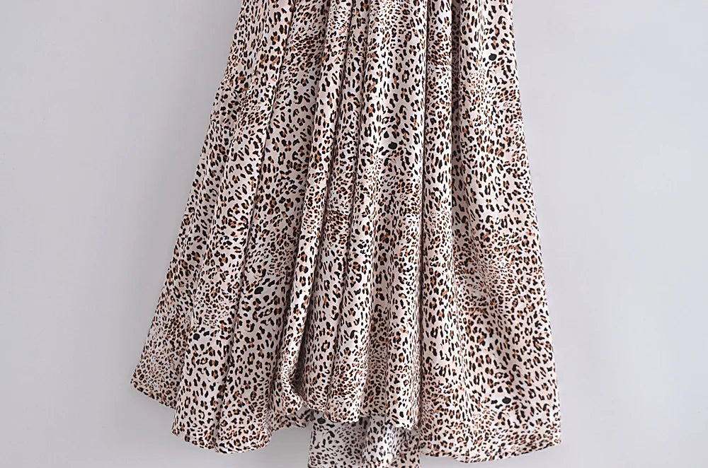 Desert Wild Boho Leopard Print Midi Dress