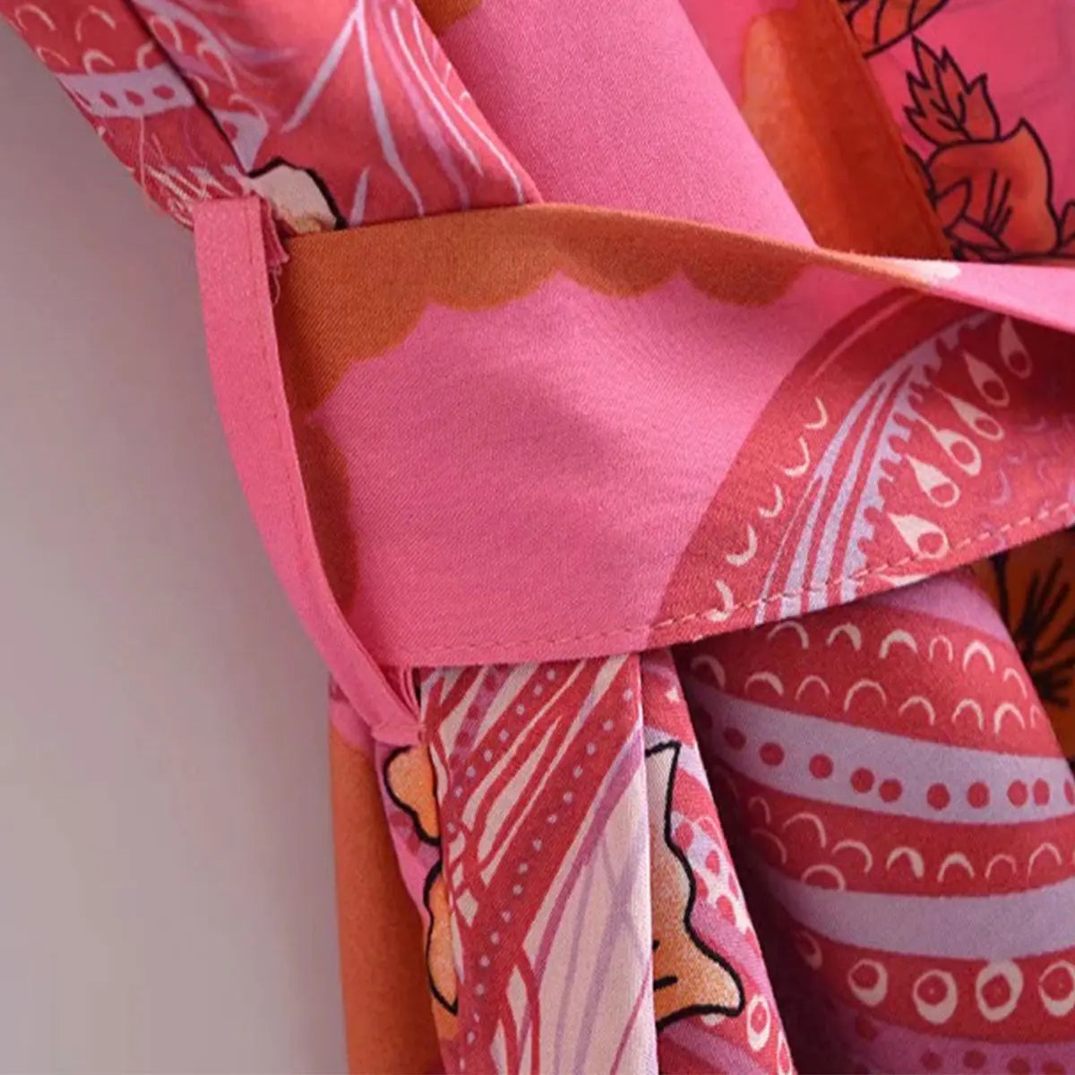 Moonstruck Pink Goddess Boho Kimono Short Robe