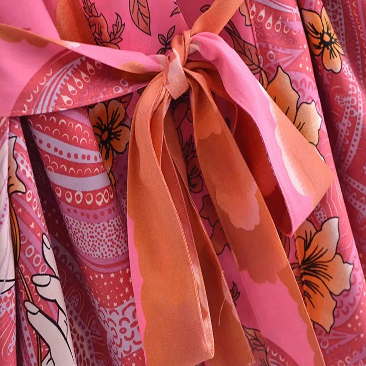 Moonstruck Pink Goddess Boho Kimono Short Robe