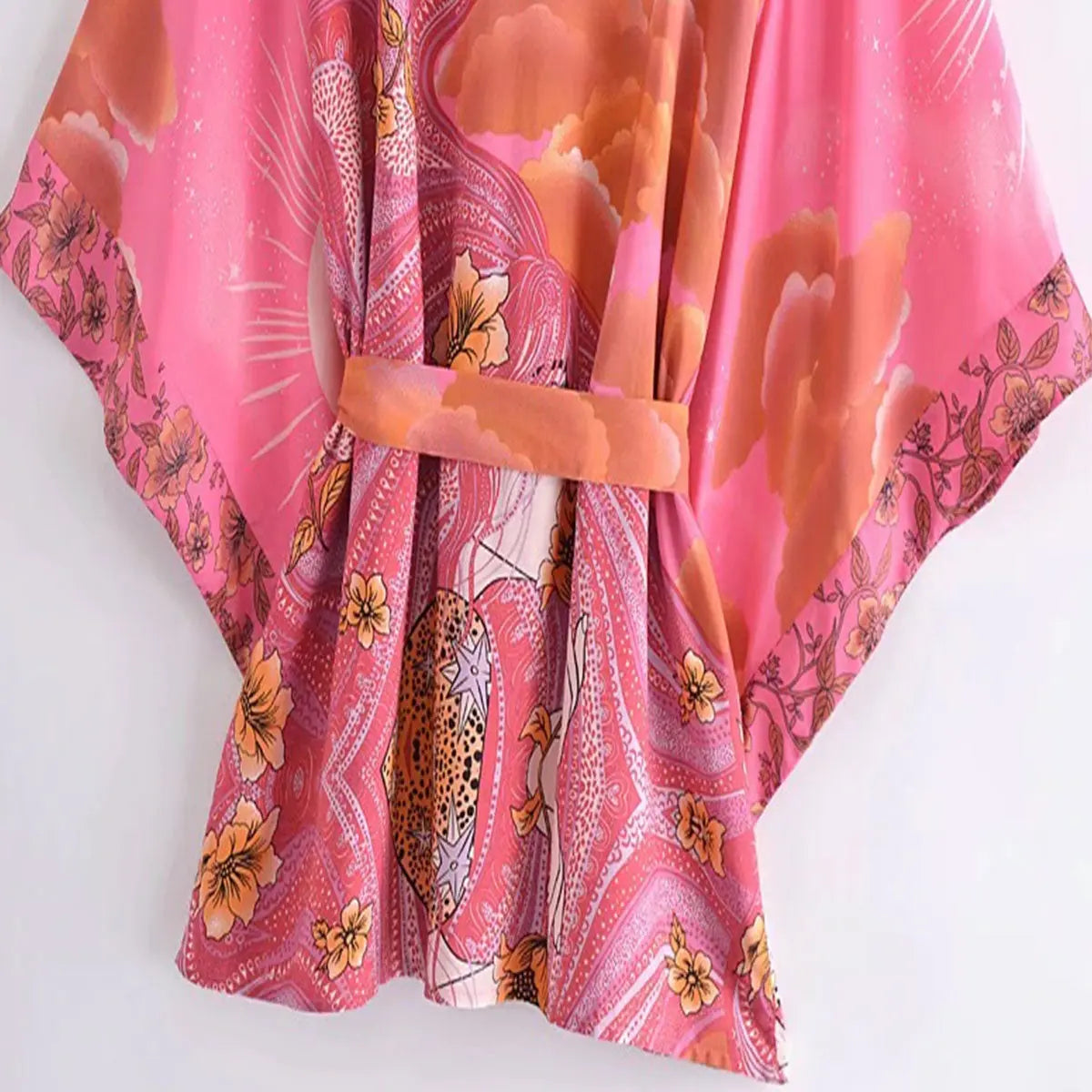 Moonstruck Pink Goddess Boho Kimono Short Robe
