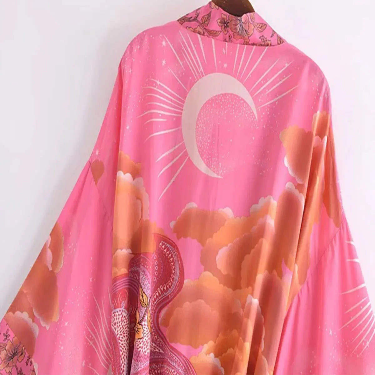 Moonstruck Pink Goddess Boho Kimono Short Robe