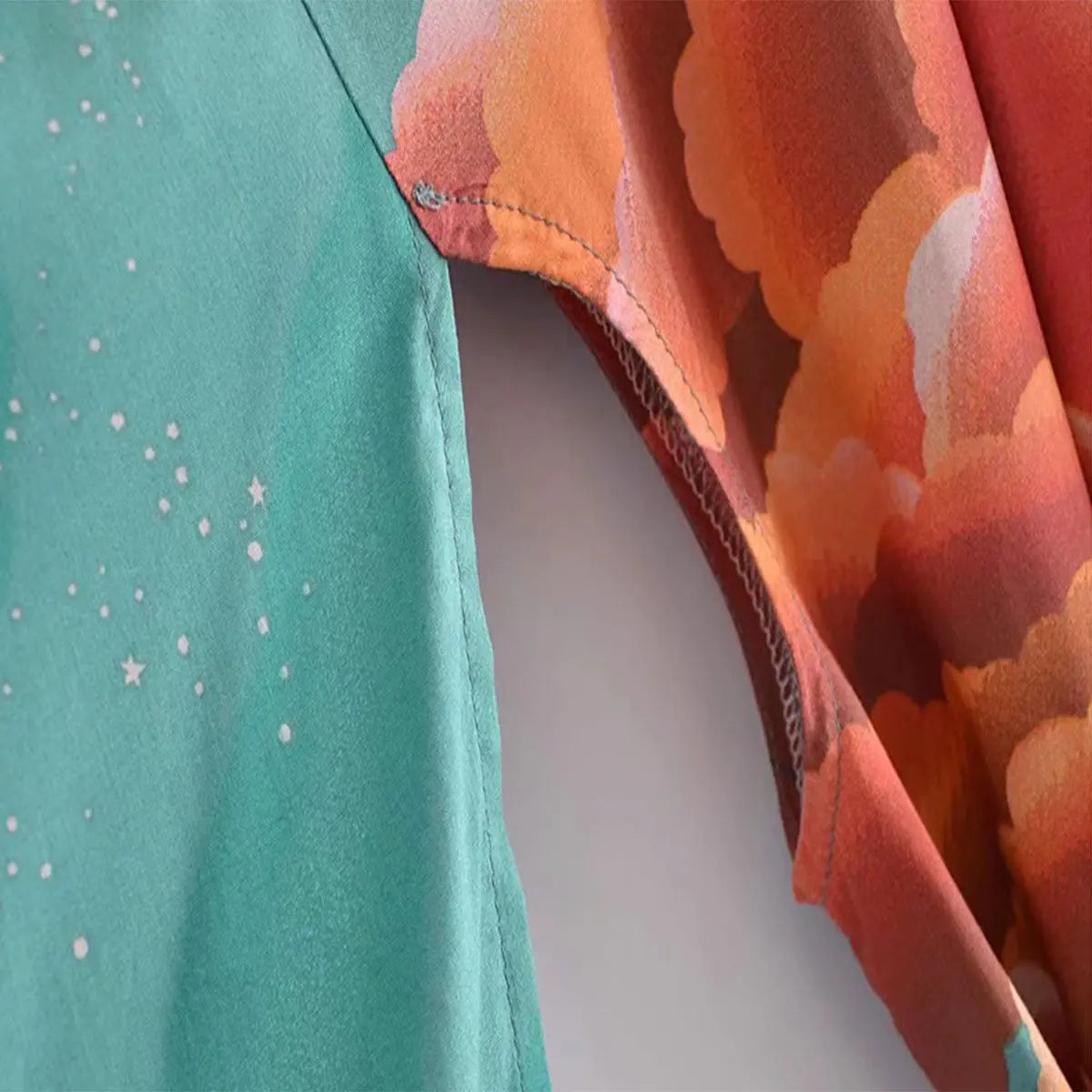 Moonstruck Teal Goddess Boho Kimono Short Robe