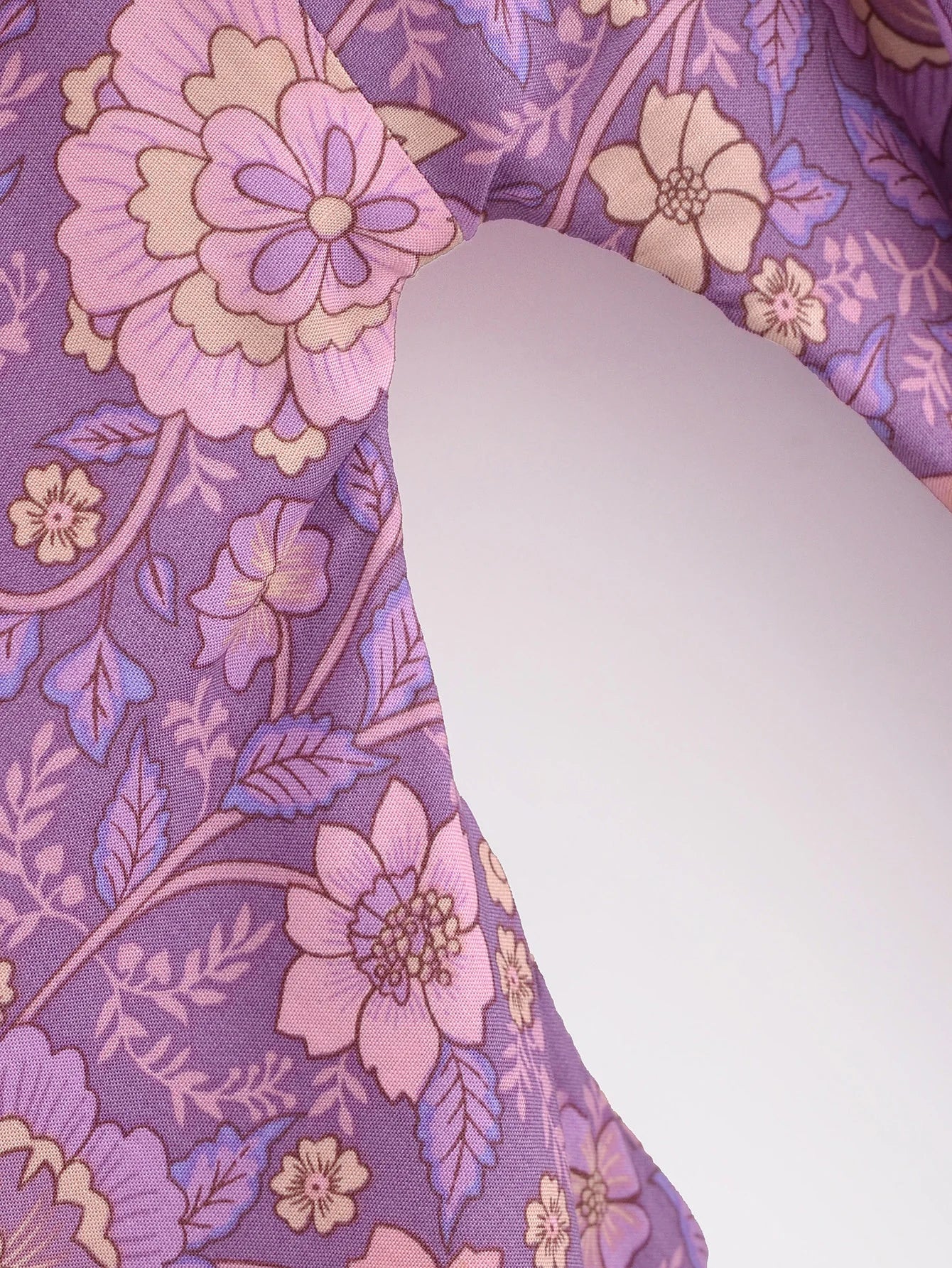 Lavender Rose Boho Floral Print Short Robe