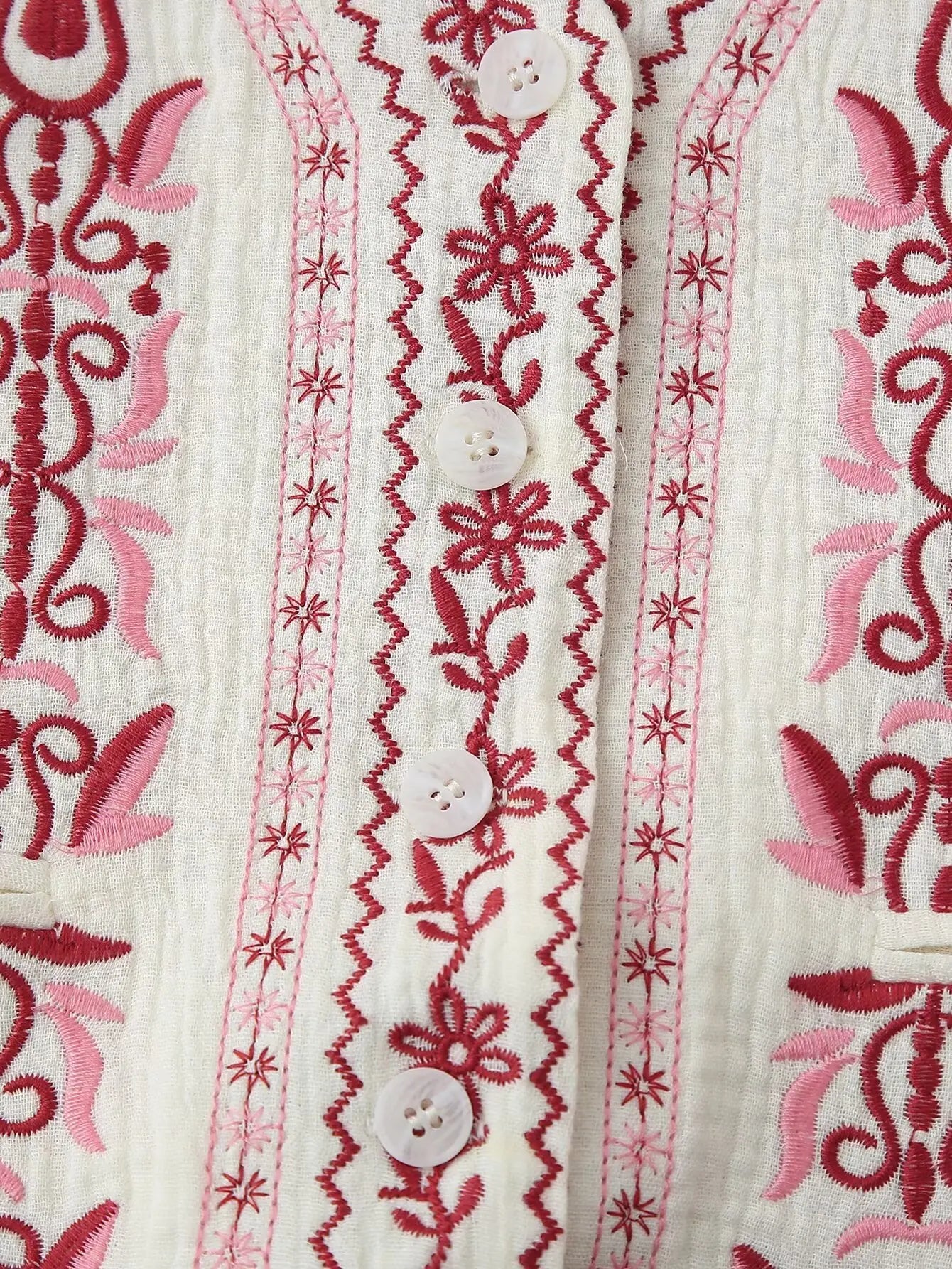 Daisy Blooms Boho Floral Embroidered Vest
