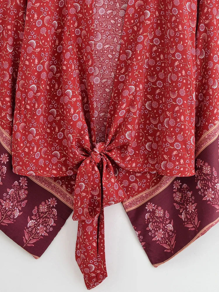 Rosewood Bloom Boho Floral Print Crop Top