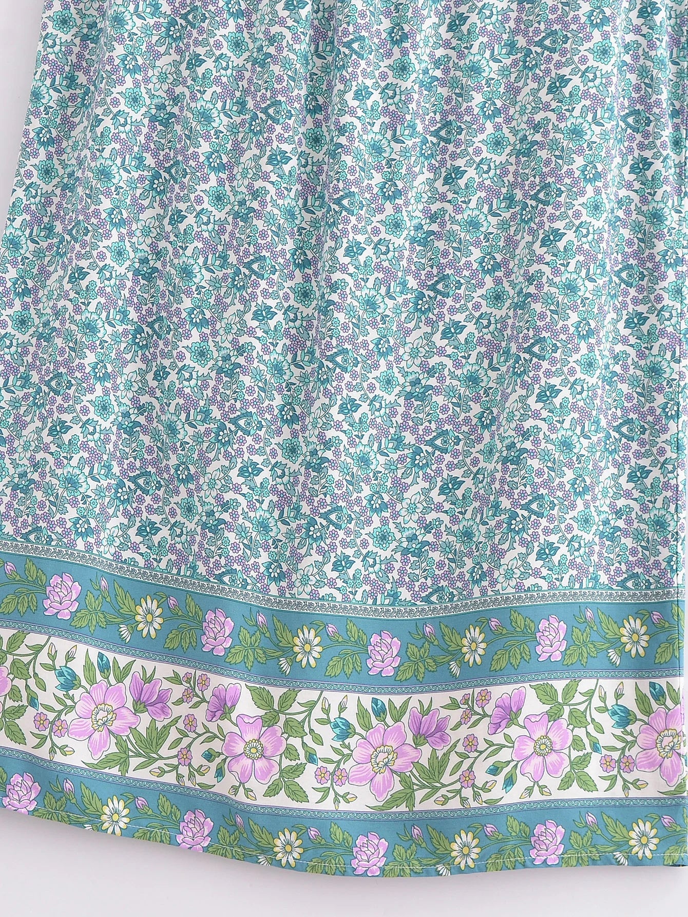 Cyan Dream Boho Floral Print Mini Dress