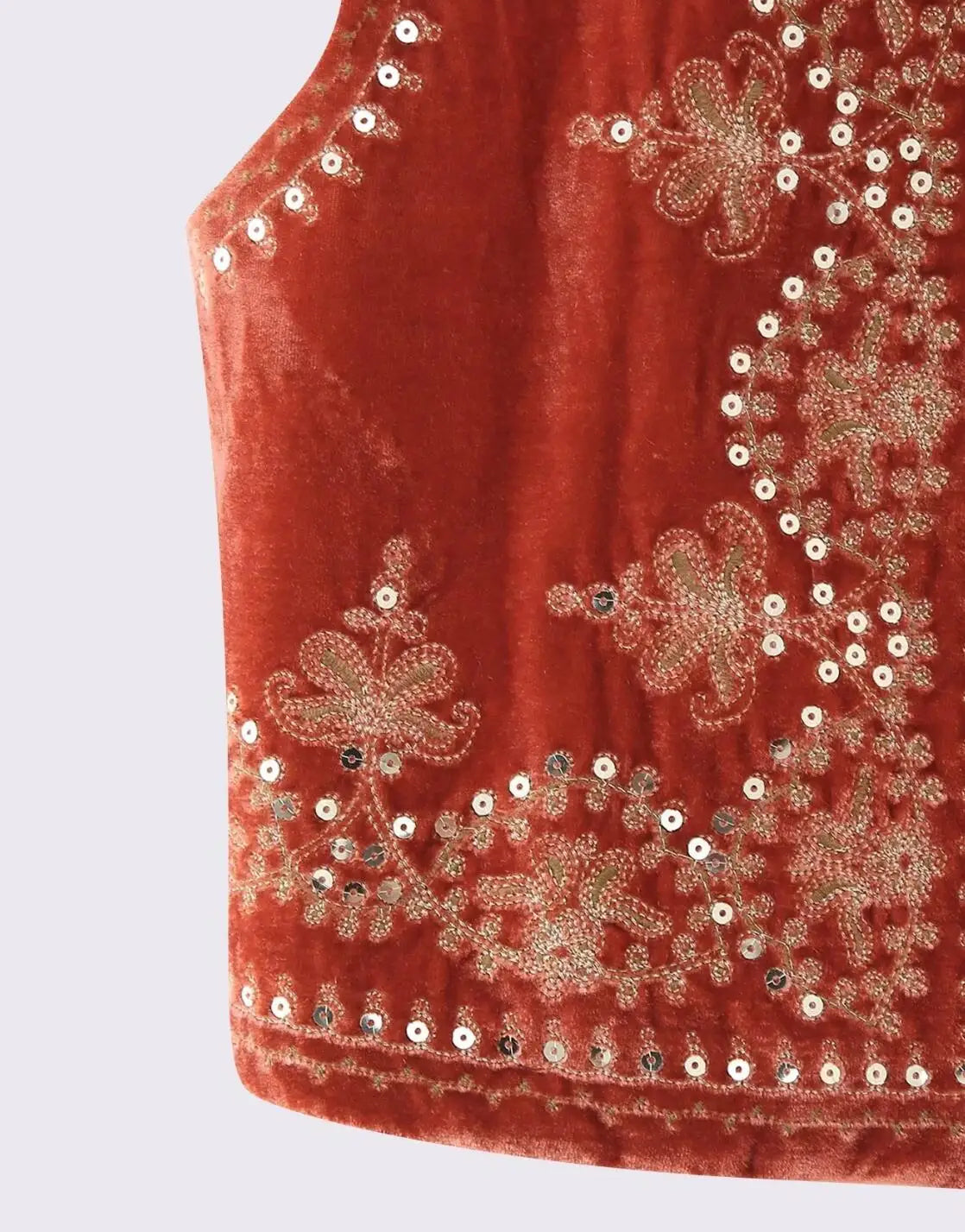 Red Boho Sequin Embroidered Vest