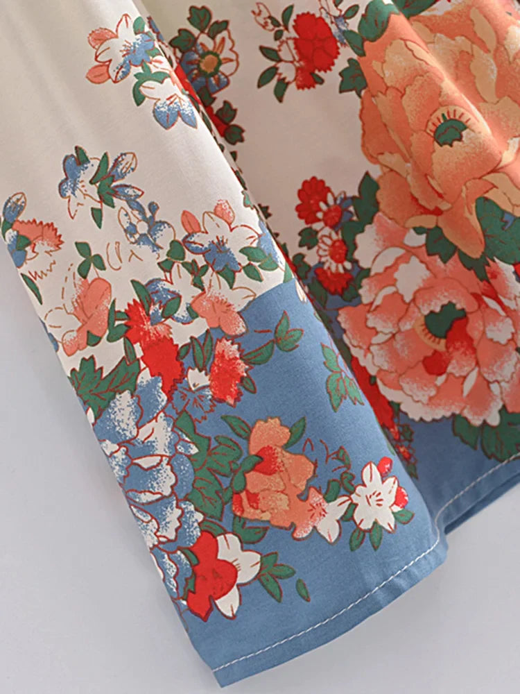 Wildflower Whimsy Floral Print Boho Maxi Skirt