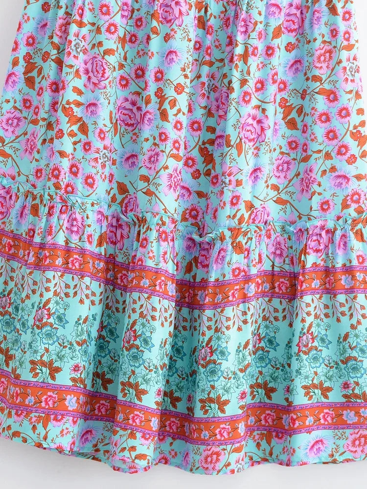 Lilac Dreamer Floral Print Boho Maxi Skirt