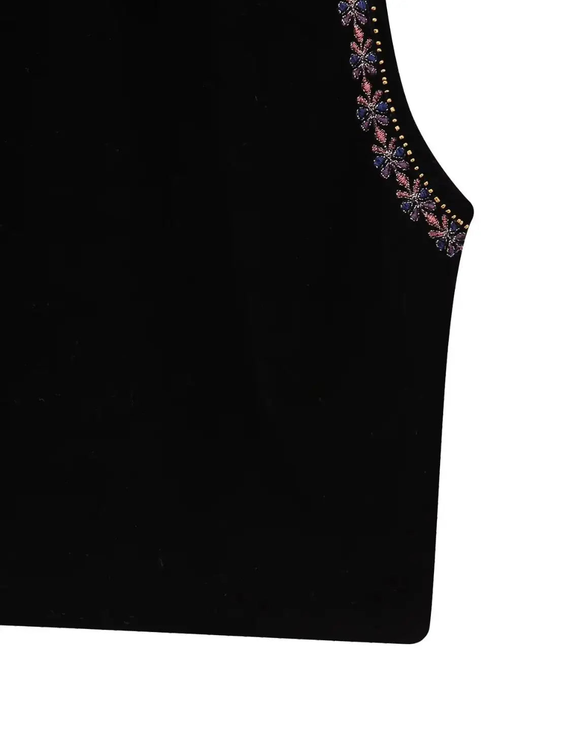 Black Shimmer Boho Sequin Embroidered Vest