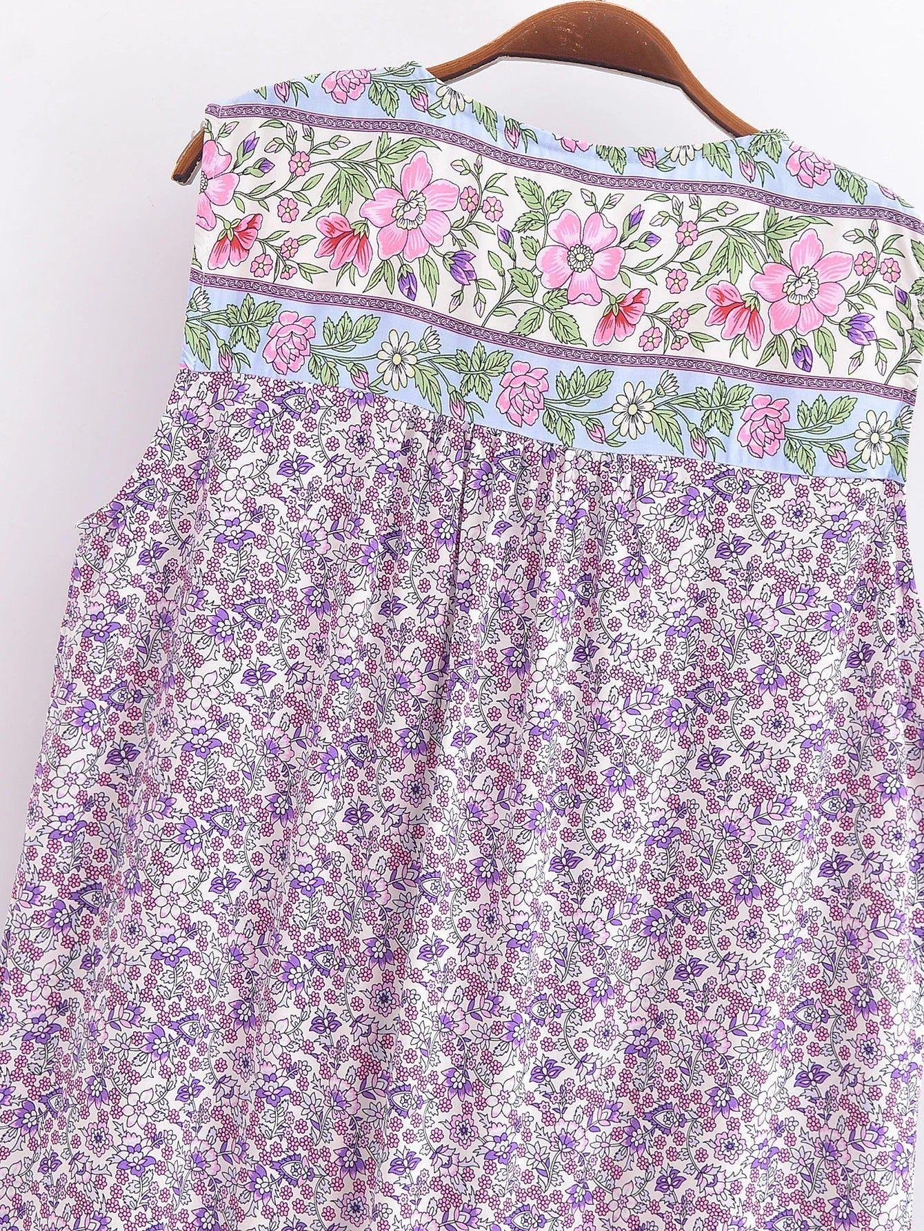 Posy Purple Boho Floral Print Mini Dress
