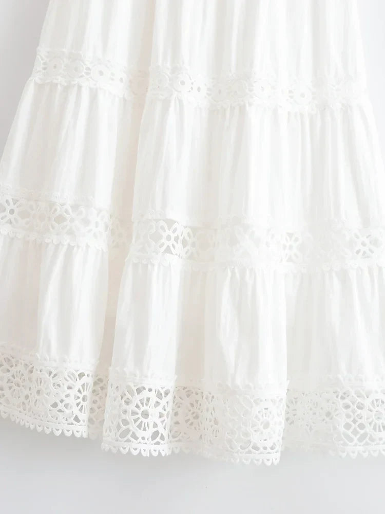 Morning Veil Boho Midi Skirt