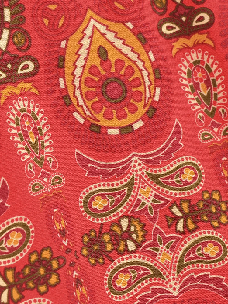 Fiesta Red Boho Floral Print Crop Top