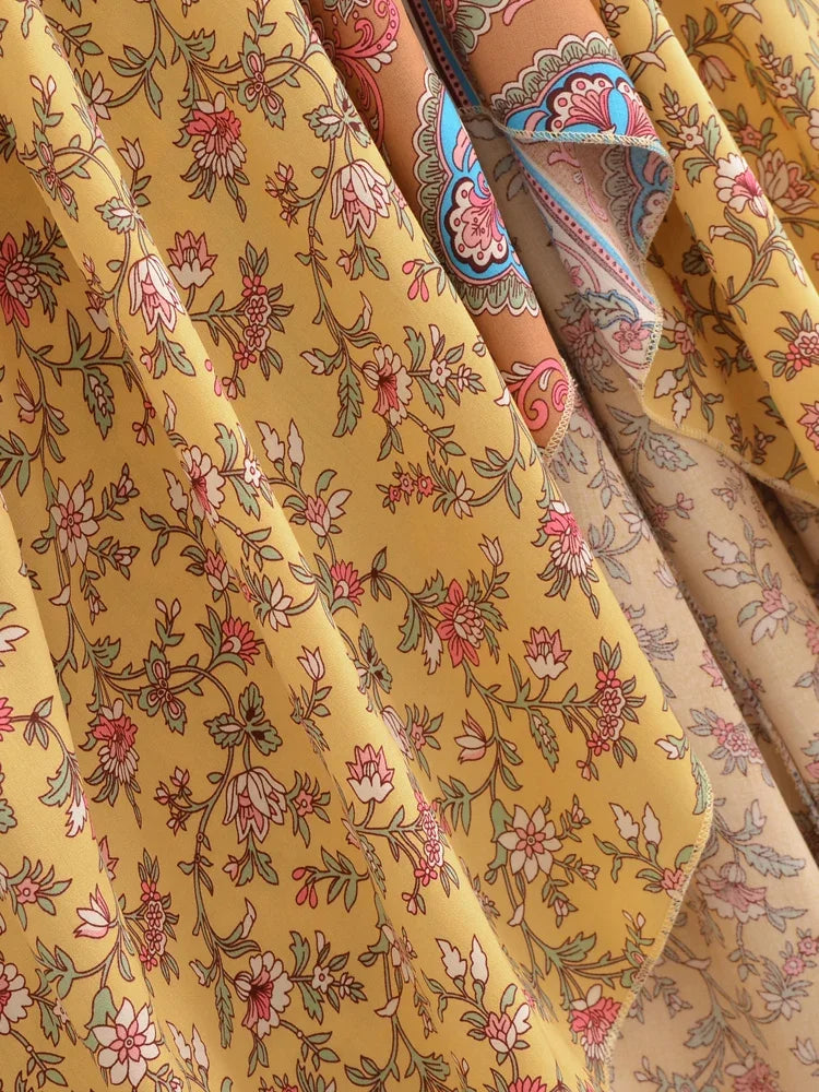 Sunset Dreamer Boho Floral Print Maxi Dress