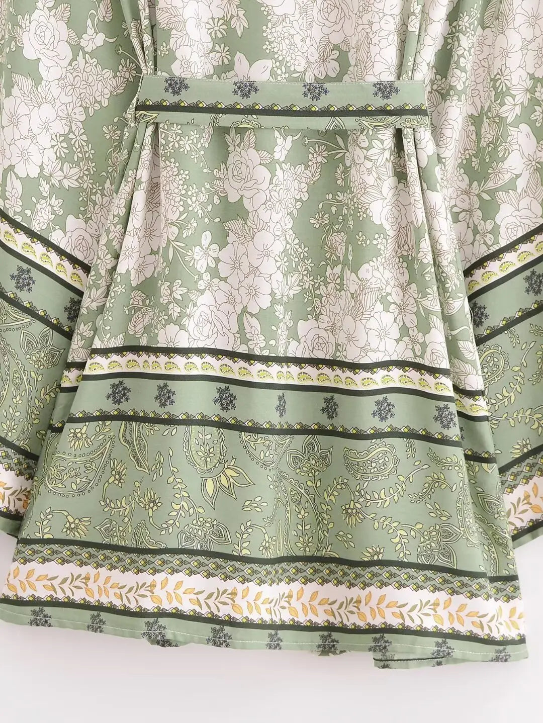 Sagewood Bloom Boho Floral Print Short Robe