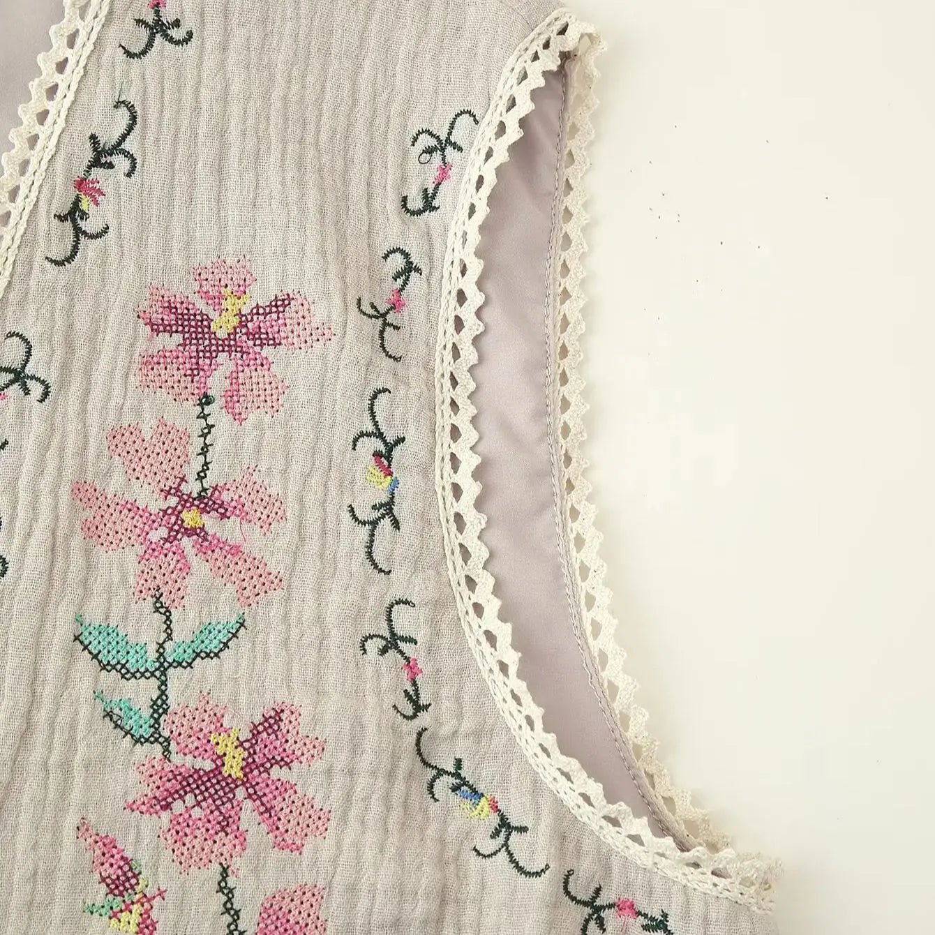 Sandy Bloom Boho Floral Embroidered Vest