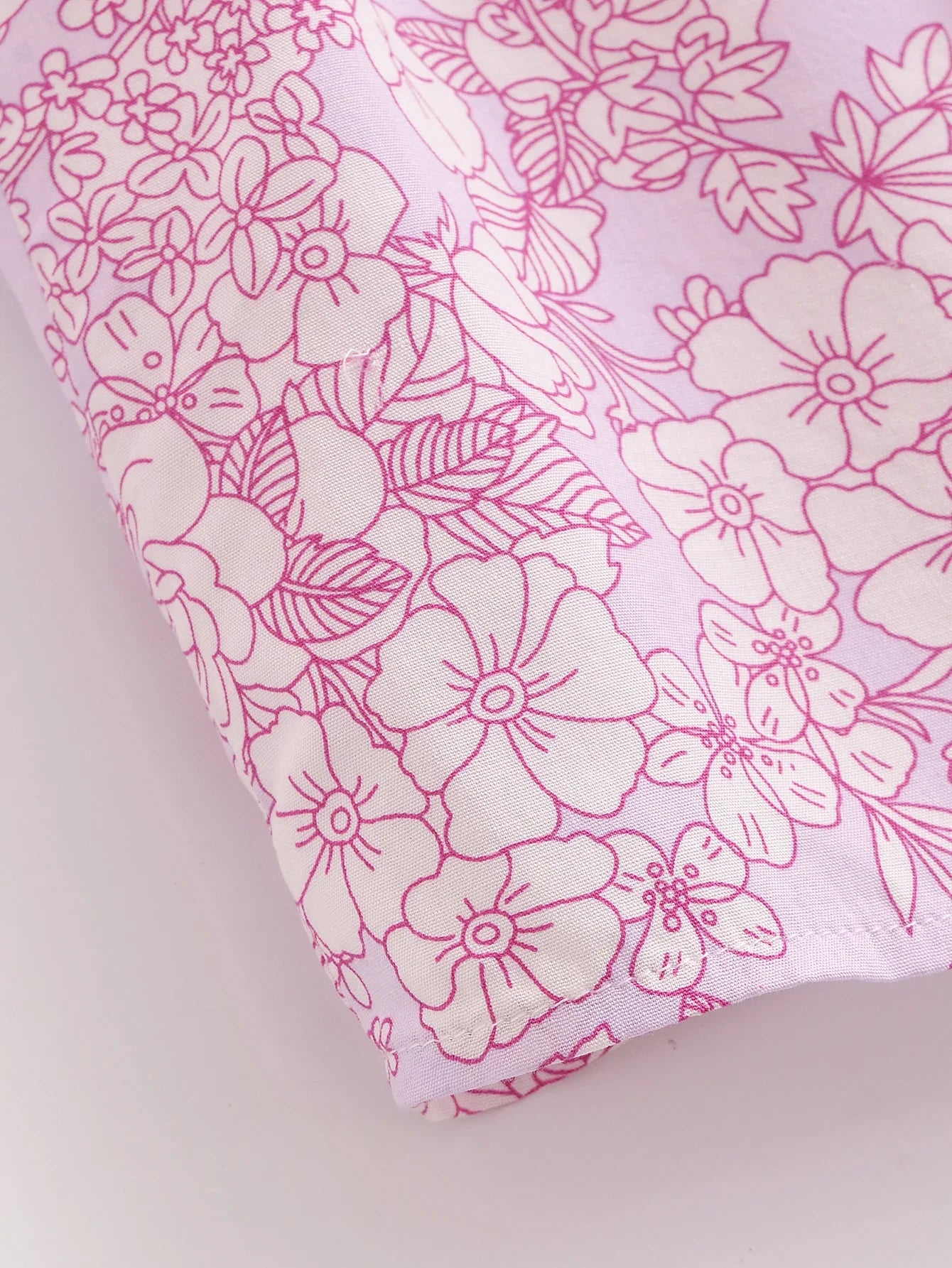 Serene Pink Boho Floral Print Long Sleeve Blouse