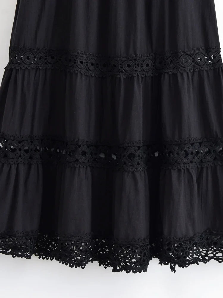 Moonlit Veil Boho Midi Skirt