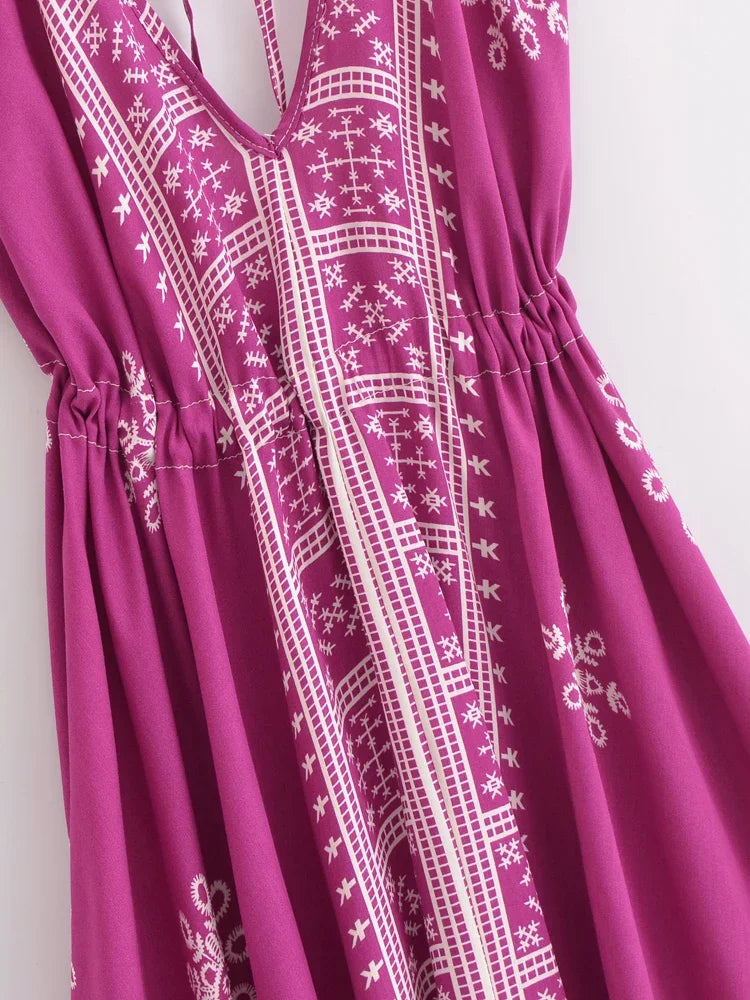 Roseberry Dreams Boho Floral Print Maxi Dress