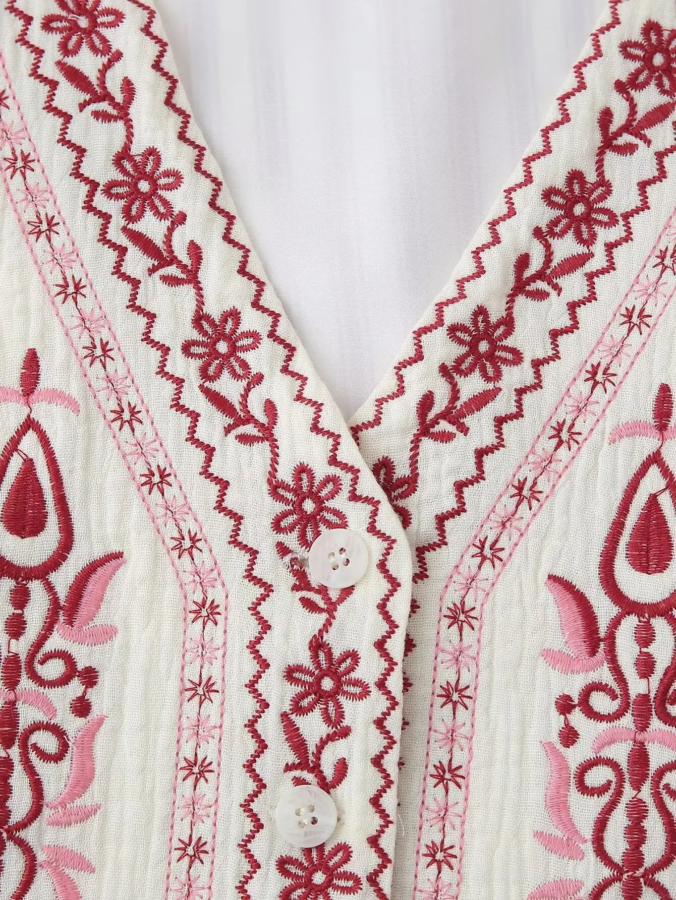 Daisy Blooms Boho Floral Embroidered Vest