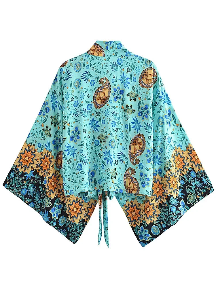 Serenity Bloom Boho Floral Print Crop Top