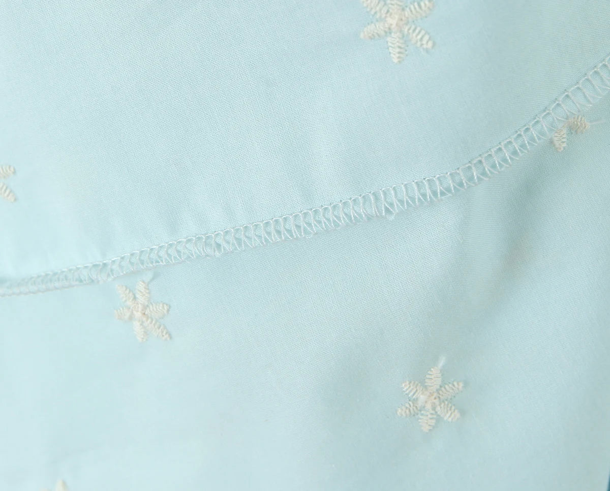 Morning Sky Floral Embroidered Midi Skirt